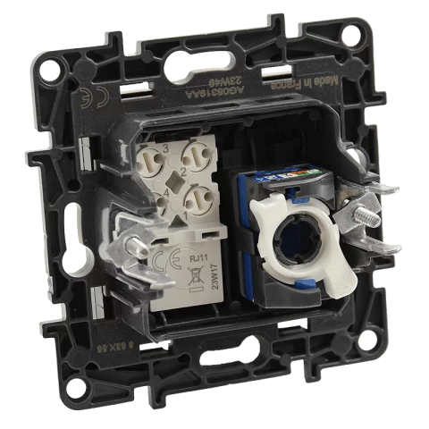 Legrand Niloé Step RJ45 Cat6 UTP internet + RJ11 telefon aljzat kombinált fekete 863556