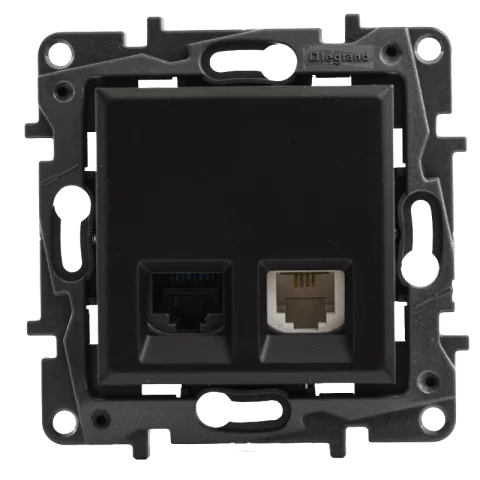 Legrand Niloé Step RJ45 Cat6 UTP internet + RJ11 telefon aljzat kombinált fekete 863556