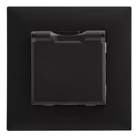 Legrand Niloé Step Dugalj 2P+F konnektor IP44 csapfedeles GYV rugós bekötés fekete 863523