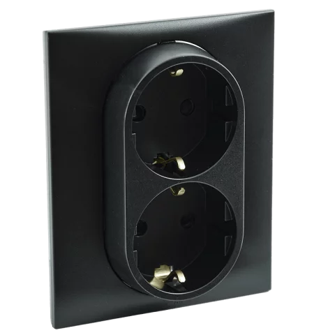 Legrand Niloé Step Dupla Dugalj 2x2P+F konnektor rugós bekötés kerettel fekete 863522