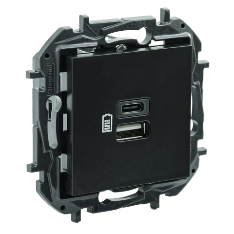 Legrand Niloé Step USB-A + USB-C dupla töltőaljzat 15W 3A fekete 863540