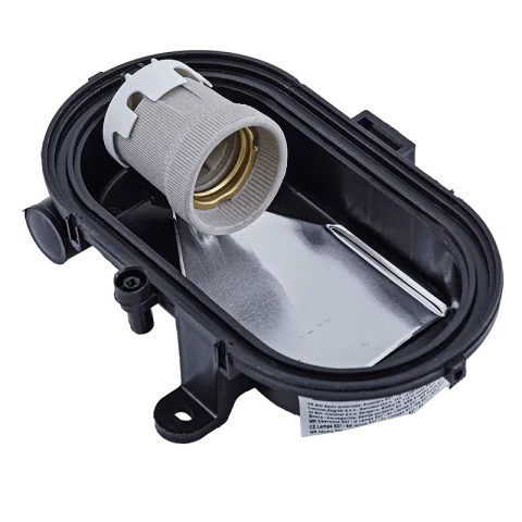 Hajólámpa E27 60W IP54 műanyag házas fekete ovál Rácsos hajólámpa Commel 331-111