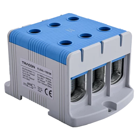 Fővezetéki leágazó sorkapocs 150 mm2 Kék sínre szerelhető Tracon FLEAL-150/3K
