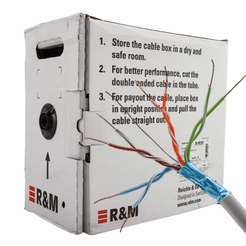 FTP internet lan kábel Cat5e (F/UTP PVC 200MHz) tömör réz vezeték R&M 300317