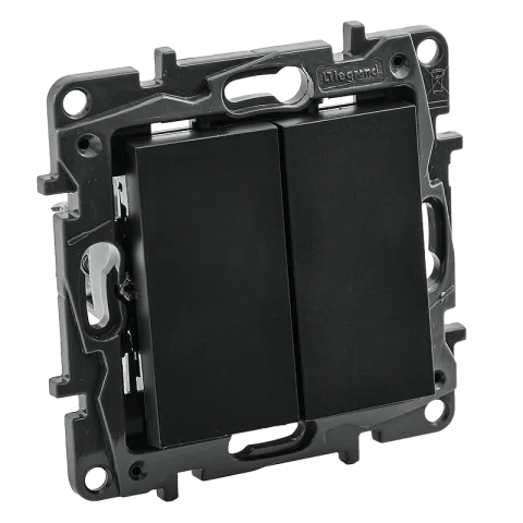 Legrand Niloé Step Kapcsoló 106+6 dupla alternatív váltó villanykapcsoló rugós bekötés fekete 863508