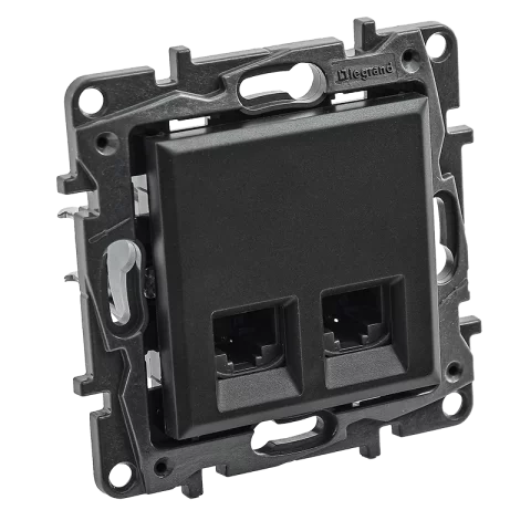 Legrand Niloé Step 2xRJ45 Cat6 UTP dupla internet aljzat fekete 863564
