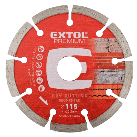 Kővágó korong 115x22,2mm gyémánt szegmenses vágó 13.300RPM Extol Premium