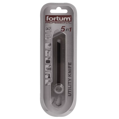 Pengés kés Univerzális 5 funkciós Vonalzó Lapos csavarhúzó Csillagkulcs Konzervnyitó Fortum 4780025