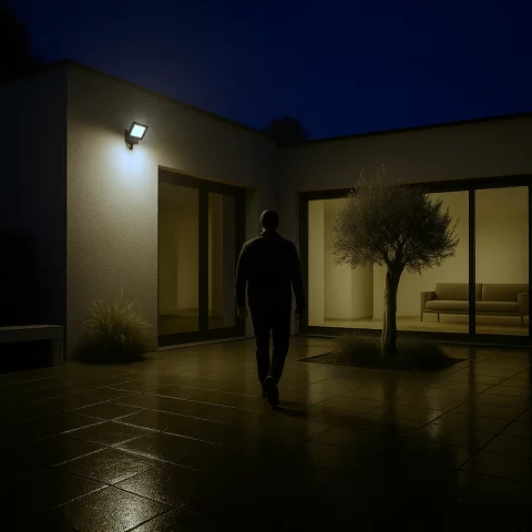 LED Reflektor Mozgásérzékelővel 30W 6500K hideg fehér 2550lm IP44 Fekete Commel 307-303