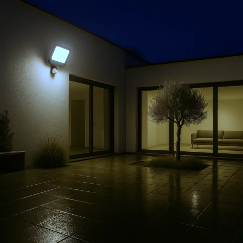 LED Reflektor Mozgásérzékelővel 50W 6500K hideg fehér 4250lm IP44 Fekete Commel 307-304