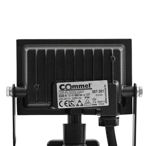 LED Reflektor Mozgásérzékelővel 10W 6500K hideg fehér 800lm IP44 Fekete Commel 307-301