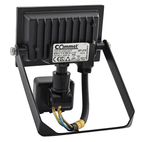 LED Reflektor Mozgásérzékelővel 10W 4000K természetes fehér 800lm IP44 Fekete Commel 307-219