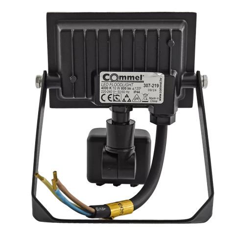 LED Reflektor Mozgásérzékelővel 10W 4000K természetes fehér 800lm IP44 Fekete Commel 307-219