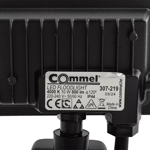 LED Reflektor Mozgásérzékelővel 10W 4000K természetes fehér 800lm IP44 Fekete Commel 307-219