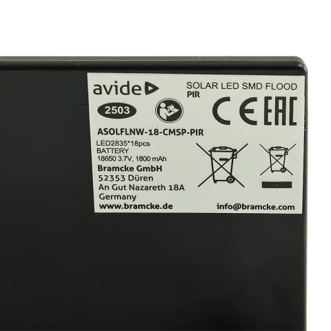 Napelemes Solar LED Reflektor Mozgásérzékelővel 8W 4000K 700lm Avide ASOLFLNW-18-CMSP-PIR