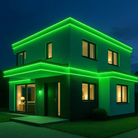 Kültéri LED Fénykábel 10m Zöld LED Fénytömlő Flexibilis Fénycső Kanlux GIVRO LED 10M-GR