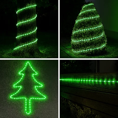 Kültéri LED Fénykábel 10m Zöld LED Fénytömlő Flexibilis Fénycső Kanlux GIVRO LED 10M-GR