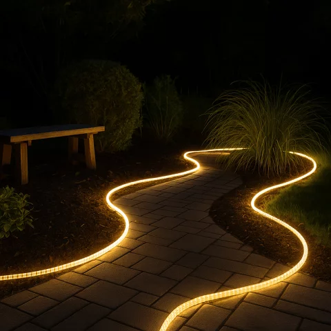 Kültéri LED Fénykábel 30m 3000K meleg fehér LED Fénytömlő Flexibilis Fénycső Kanlux GIVRO LED 30M-WW