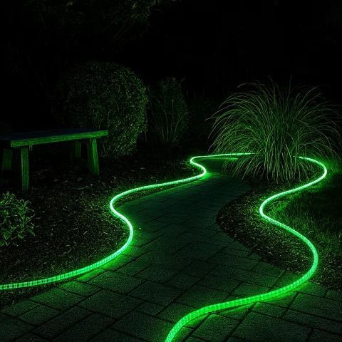 Kültéri LED Fénykábel 30m Zöld LED Fénytömlő Flexibilis Fénycső Kanlux GIVRO LED 30M-GR