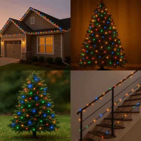 Karácsonyi LED Fényfüzér 20m Színes Időzítős Beltéri és Kültéri Égősor 400LED 6W IP44 59768