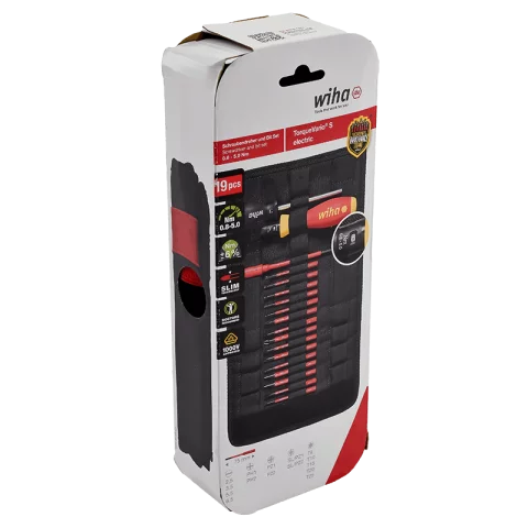 Nyomaték csavarhúzó állítható 18db-os készlet 0,8-5Nm 1000V VDE SlimBit Táskában Wiha TorqueVario-S