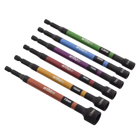 Dugókulcs készlet 1/4" Színes mágneses hosszú bit-dugófej készlet 150mm Wiha 47035