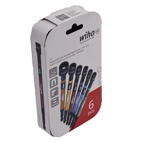 Dugókulcs készlet 1/4" Színes mágneses hosszú bit-dugófej készlet 150mm Wiha 47035