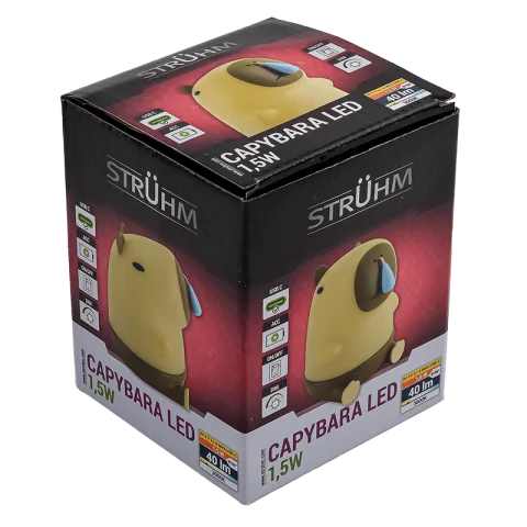 Vizidisznó LED Éjszakai fény 1,5W 3000K Akkumulátoros USB-s Éjjeli fény Strühm Kapibara 04807