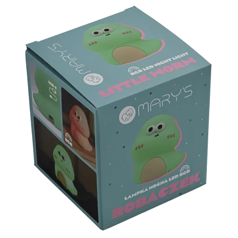 Kukacka LED Éjszakai fény 3000K Zöld Akkumulátoros USB-s Éjjeli fény MARY'S Green Worm Ecolight