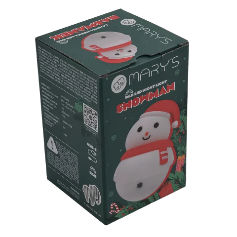 Hóemberke LED Éjszakai fény 1W RGB + 2800K Akkumulátoros USB-s Éjjeli fény MARY'S Karácsonyi hóember