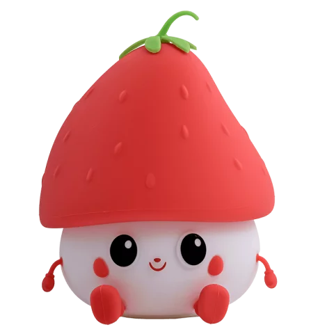 Eperke LED Éjszakai fény 0,95W 3000K Piros-fehér Akkumulátoros USB-s Éjjeli fény MARY'S Eperke