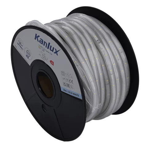 Kültéri LED Fénykábel 30m 6500K hideg fehér LED Fénytömlő Flexibilis Fénycső Kanlux GIVRO LED 30M-CW