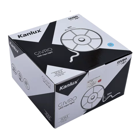 Kültéri LED Fénykábel 30m 6500K hideg fehér LED Fénytömlő Flexibilis Fénycső Kanlux GIVRO LED 30M-CW