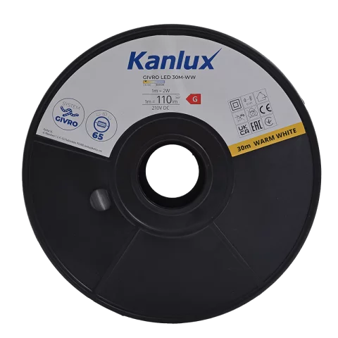 Kültéri LED Fénykábel 30m 3000K meleg fehér LED Fénytömlő Flexibilis Fénycső Kanlux GIVRO LED 30M-WW