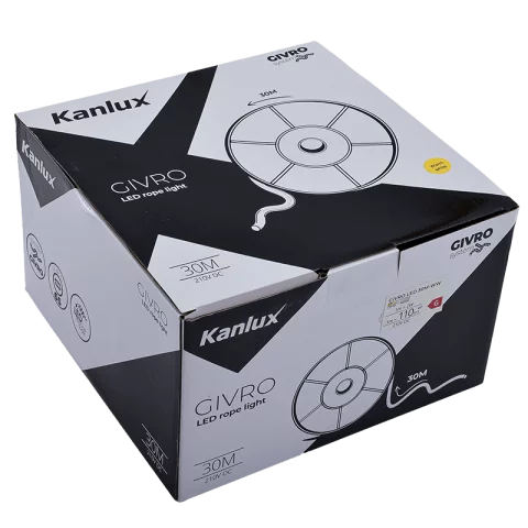 Kültéri LED Fénykábel 30m 3000K meleg fehér LED Fénytömlő Flexibilis Fénycső Kanlux GIVRO LED 30M-WW