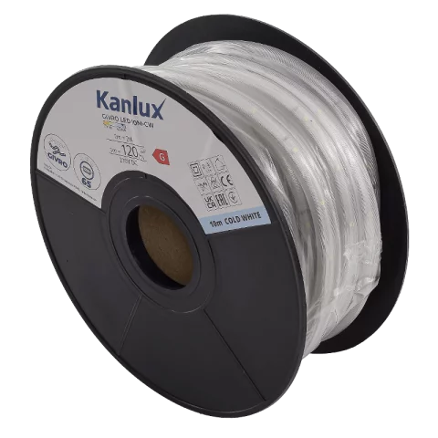 Kültéri LED Fénykábel 10m 6500K hideg fehér LED Fénytömlő Flexibilis Fénycső Kanlux GIVRO LED 10M-CW