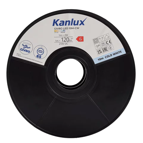 Kültéri LED Fénykábel 10m 6500K hideg fehér LED Fénytömlő Flexibilis Fénycső Kanlux GIVRO LED 10M-CW