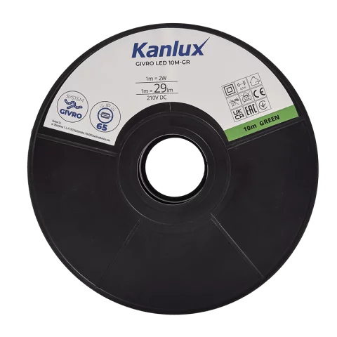 Kültéri LED Fénykábel 10m Zöld LED Fénytömlő Flexibilis Fénycső Kanlux GIVRO LED 10M-GR