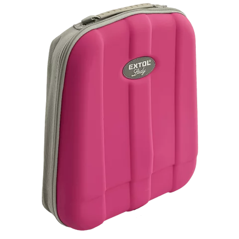 Női szerszámkészlet 68 darabos Rózsaszín Táskában Fogó Csavarhúzó Kalapács Lámpa Extol Lady 6593