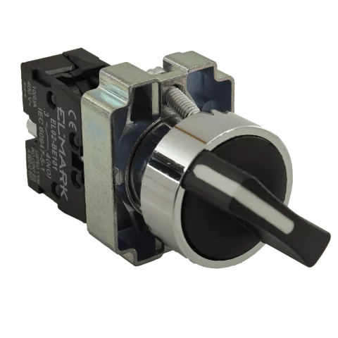 Választókapcsoló 2 állású 1NO D22 kapcsoló EL2-BD 21 fekete karos kapcsoló Elmark 401421