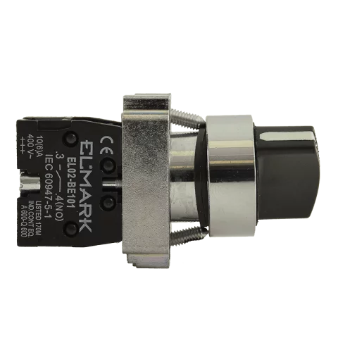 Választókapcsoló 2 állású 1NO D22 kapcsoló EL2-BD 21 fekete karos kapcsoló Elmark 401421