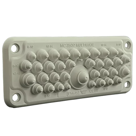 Kábelbevezető 222x92x43mm Kábelkivezető elosztószekrényekhez IP67 szürke Morek MC35/57 MBA1C37G11
