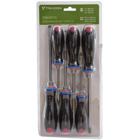 Csavarhúzó készlet 6db-os (PH1-2-3, 5x100, 6x150, 8x150) Tracon CNUSET6