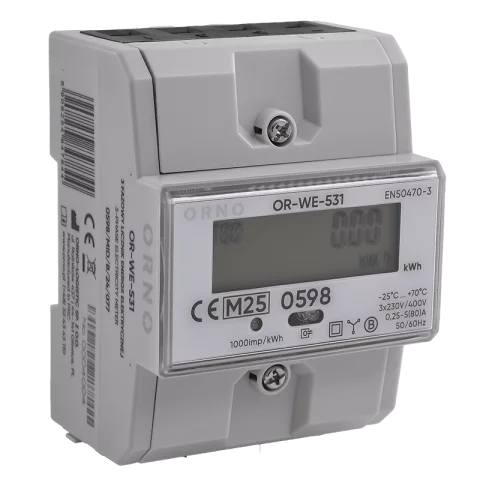 Digitális Fogyasztásmérő 3 fázisú 80A MID hitelesített Hálózati direkt mérő Orno OR-WE-531