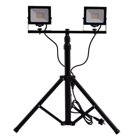 LED Állványos Reflektor 2x30W 4000K 6000lm 1,6m IP65 Kültéri Állványos Álló LED Munkalámpa Avide