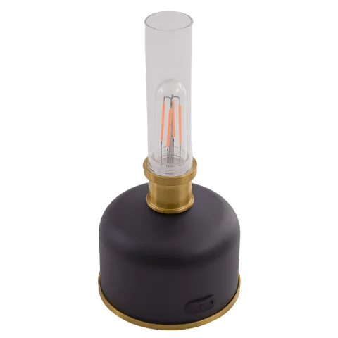 Asztali lámpa LED 2W 3000K meleg fehér Petróleum stílusú Tölthető Akkus Retró olvasólámpa Fekete