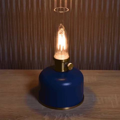 Asztali lámpa LED 2W 3000K meleg fehér Petróleum stílusú Tölthető Akkus Retró olvasólámpa Kék