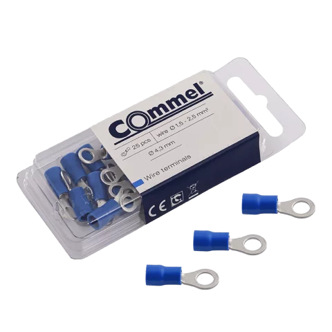 Szigetelt szemes saru 2,5mm2 M4 kék 25db/csomag Commel 365-883