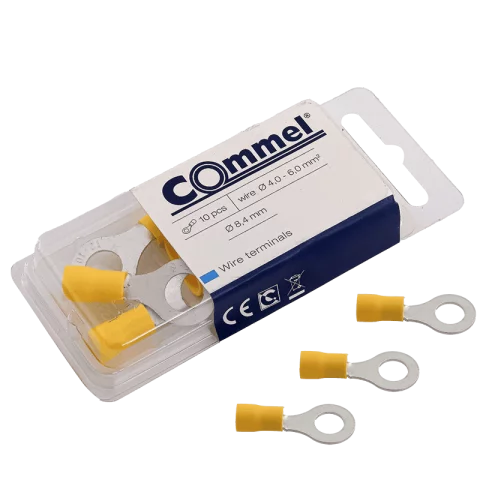 Szigetelt szemes saru 4-6mm2 M8 sárga 10db/csomag Commel 365-885