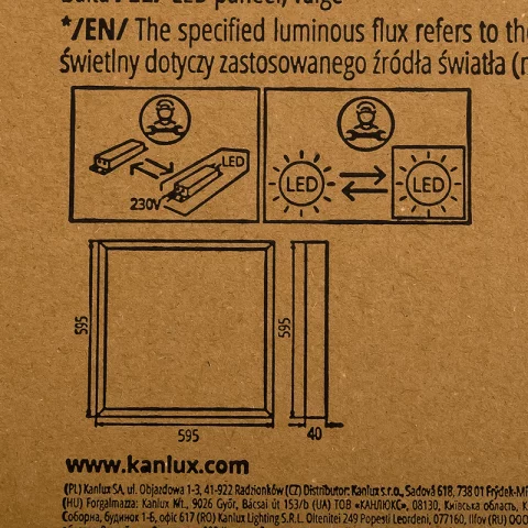 LED Panel Mennyezeti Falon Kívüli 60x60 34W 4000K 4080lm Kanlux BLINGO U 34W SR 60 NW